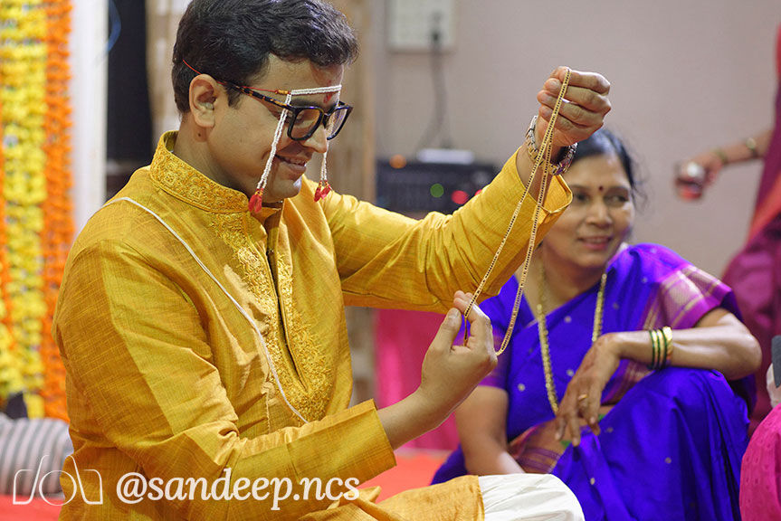 Emotional groom at wedding